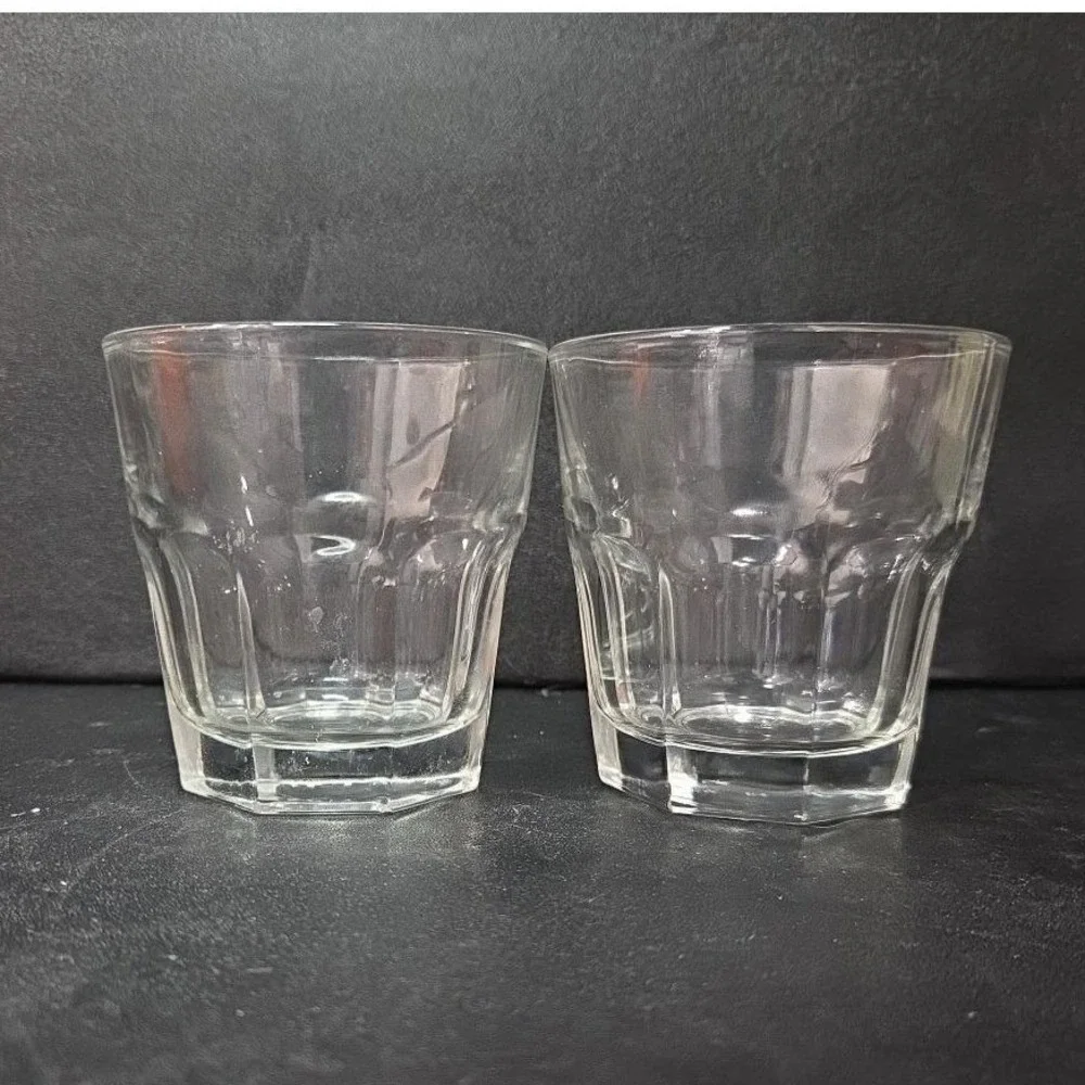 Libbey Duratuff Clear Paneled Juice Glasses, Set of 2, Vintage Clear Drinkware‎